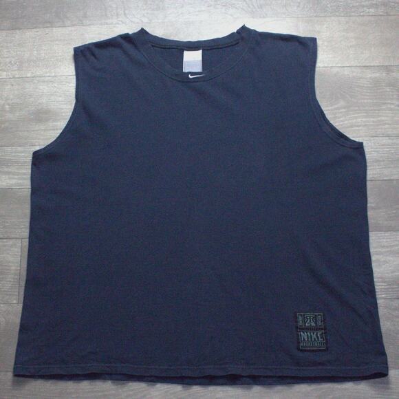 Vintage Nike Shirt Mens M Black Sleeveless Center Swoosh Streetwear Basketball - Picture 1 of 6
